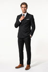 Men's Tailored Fit Double Breasted Two Piece Suit Set - Peak Lapel Blazer and Trousers