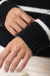 Women's Winter Warm Striped Knit Jumper with Quarter Zip