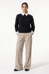 Women's Winter Warm Crew Neck Jumper with Layered Collar