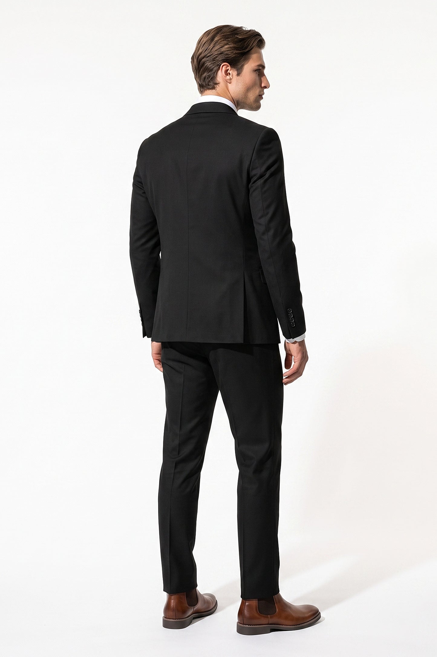 Men's Tailored Fit Double Breasted Two Piece Suit Set - Peak Lapel Blazer and Trousers