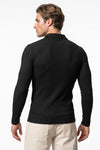 Men’s Winter Comfortable Quarter Zip Ribbed Knit Long Sleeve Polo