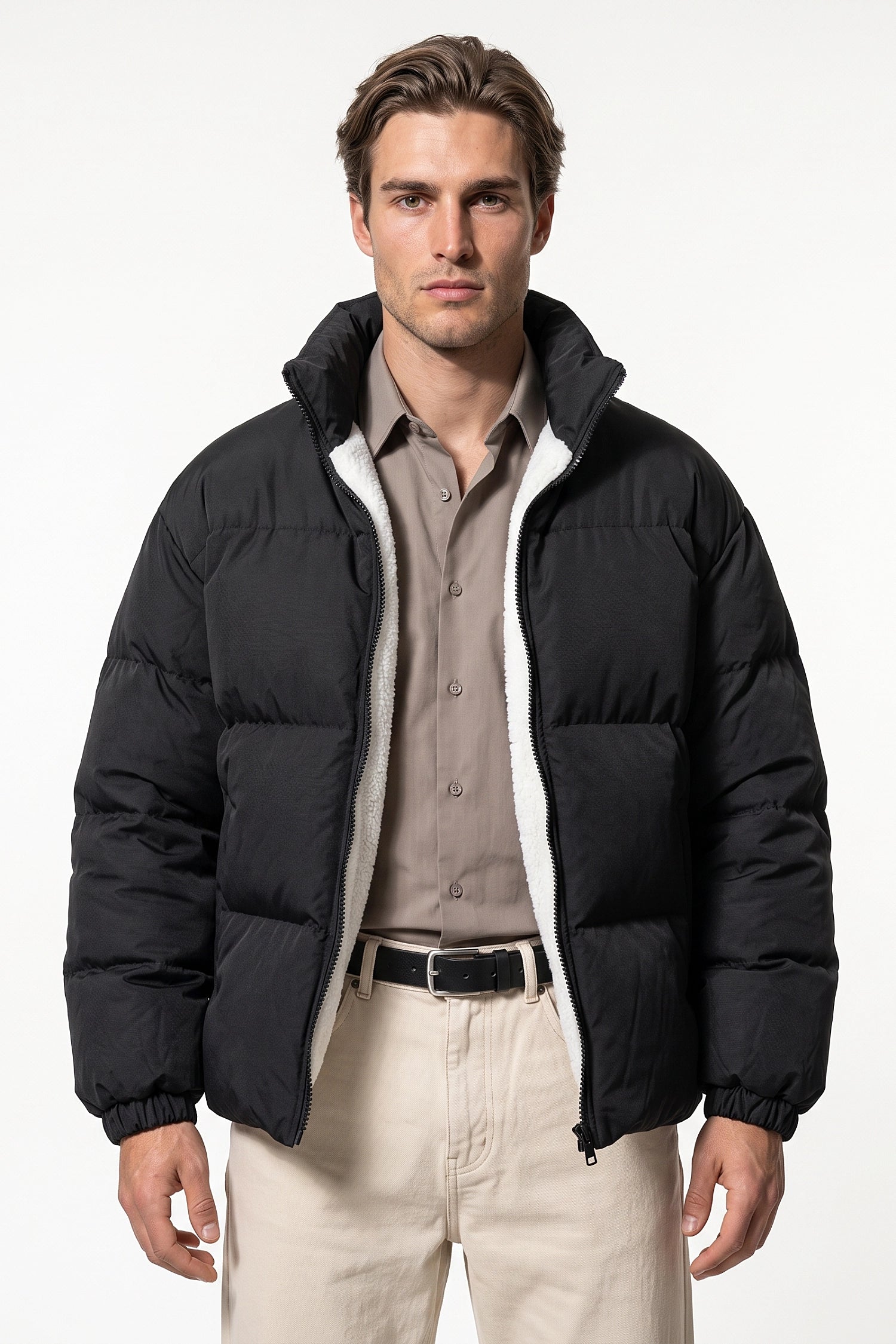 Men's Warm Fleece Lined Puffer Jacket