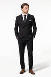 Men's Tailored Fit Double Breasted Two Piece Suit Set - Peak Lapel Blazer and Trousers