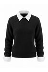 Women's Winter Warm Crew Neck Jumper with Layered Collar