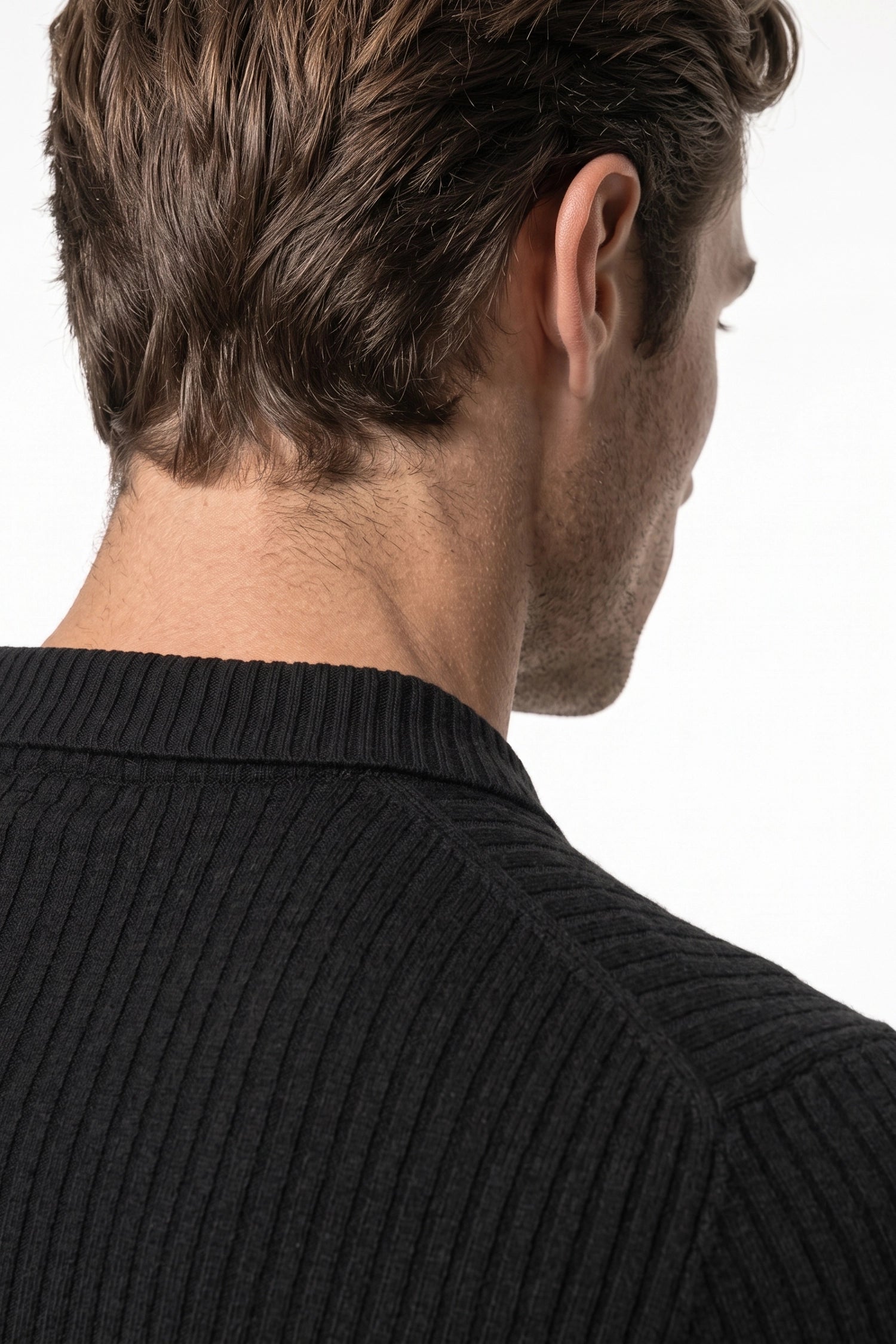 Men’s Winter Comfortable Quarter Zip Ribbed Knit Long Sleeve Polo