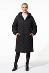 Women's Winter Warm Long Diamond Quilted Hooded Puffer Coat