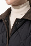 Women's Diamond Quilted Puffer Jacket with Corduroy Collar