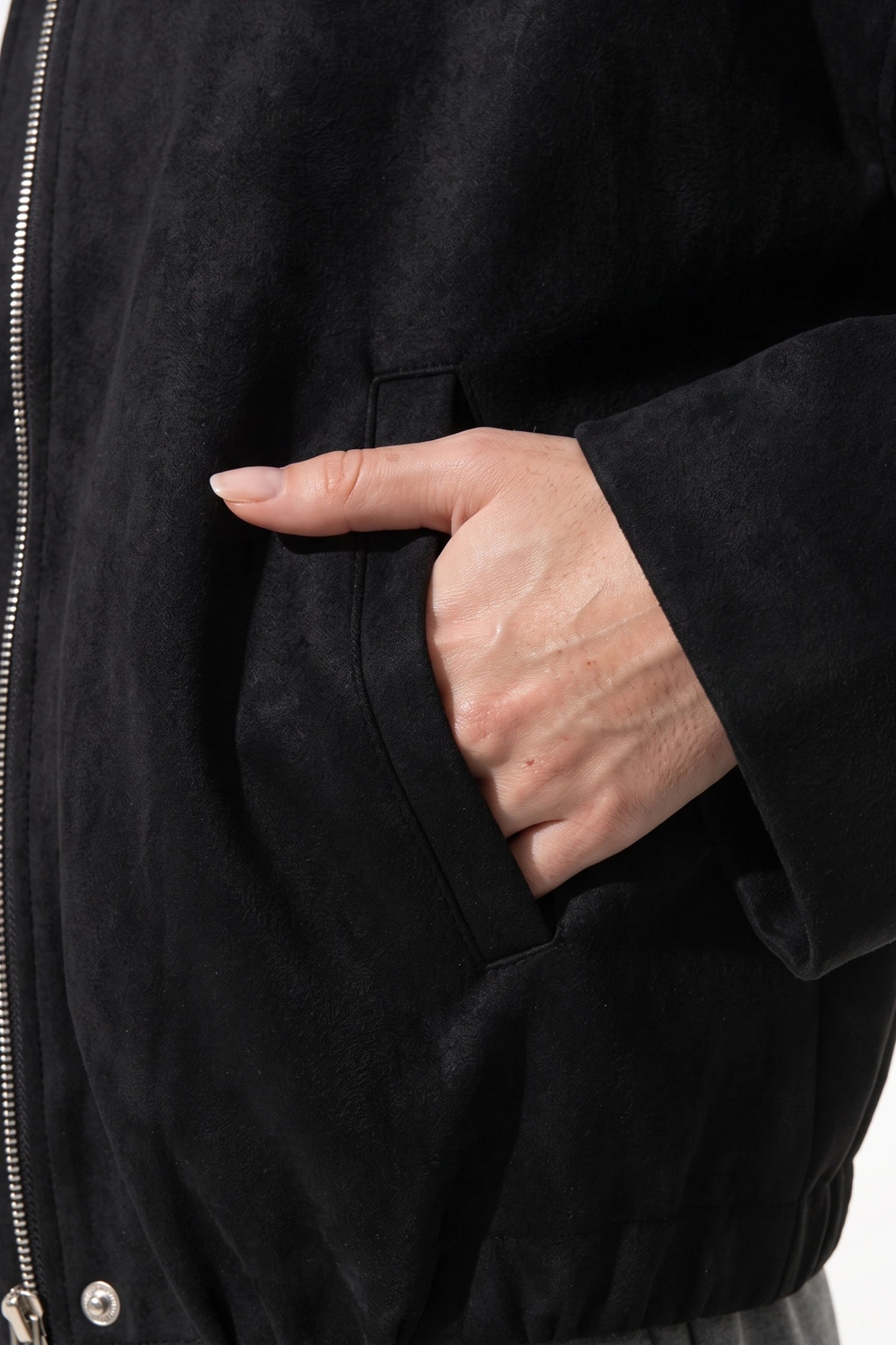Women's Oversized Suede Bomber Jacket