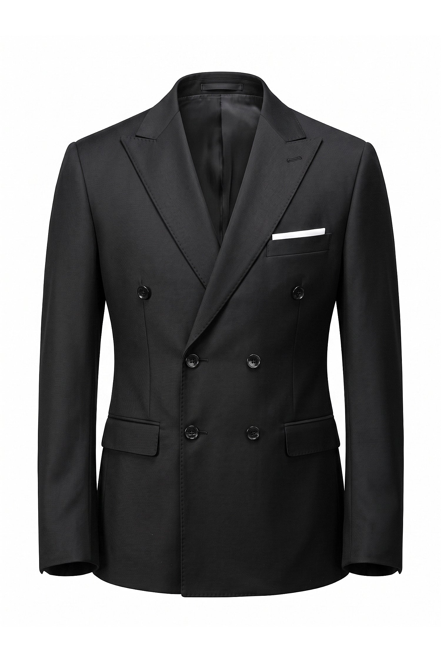 Men's Tailored Fit Double Breasted Two Piece Suit Set - Peak Lapel Blazer and Trousers
