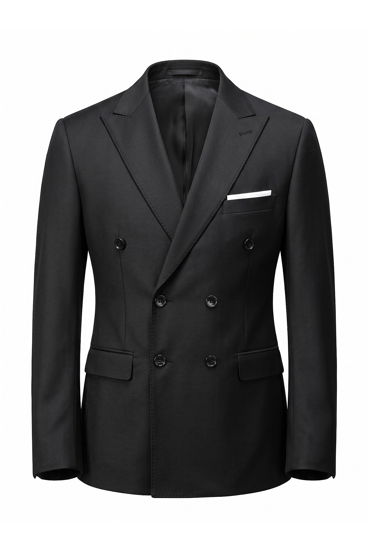 Men's Tailored Fit Double Breasted Two Piece Suit Set - Peak Lapel Blazer and Trousers