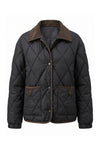 Women's Diamond Quilted Puffer Jacket with Corduroy Collar