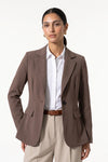 Women's Winter Versatile Brown Blazer with Casual Longline Notch Lapel