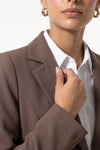 Women's Winter Versatile Brown Blazer with Casual Longline Notch Lapel