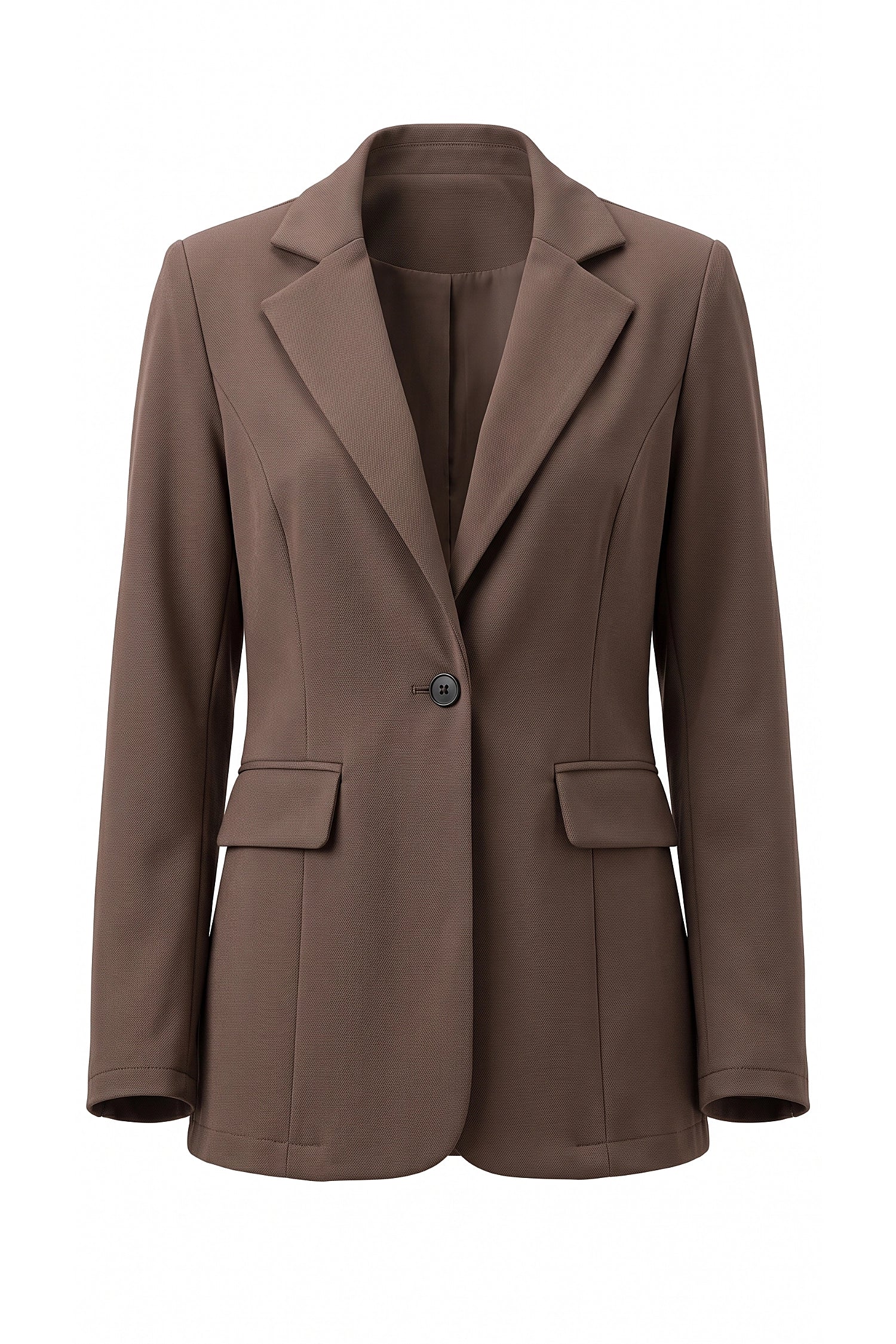 Women's Winter Versatile Brown Blazer with Casual Longline Notch Lapel