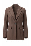 Women's Winter Versatile Brown Blazer with Casual Longline Notch Lapel