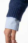 Women's Winter Warm Crew Neck Jumper with Layered Collar