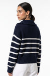 Women's Winter Warm Striped Knit Jumper with Quarter Zip