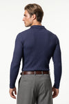 Men’s Winter Comfortable Quarter Zip Ribbed Knit Long Sleeve Polo