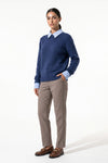 Women's Winter Warm Crew Neck Jumper with Layered Collar