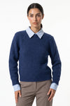 Women's Winter Warm Crew Neck Jumper with Layered Collar