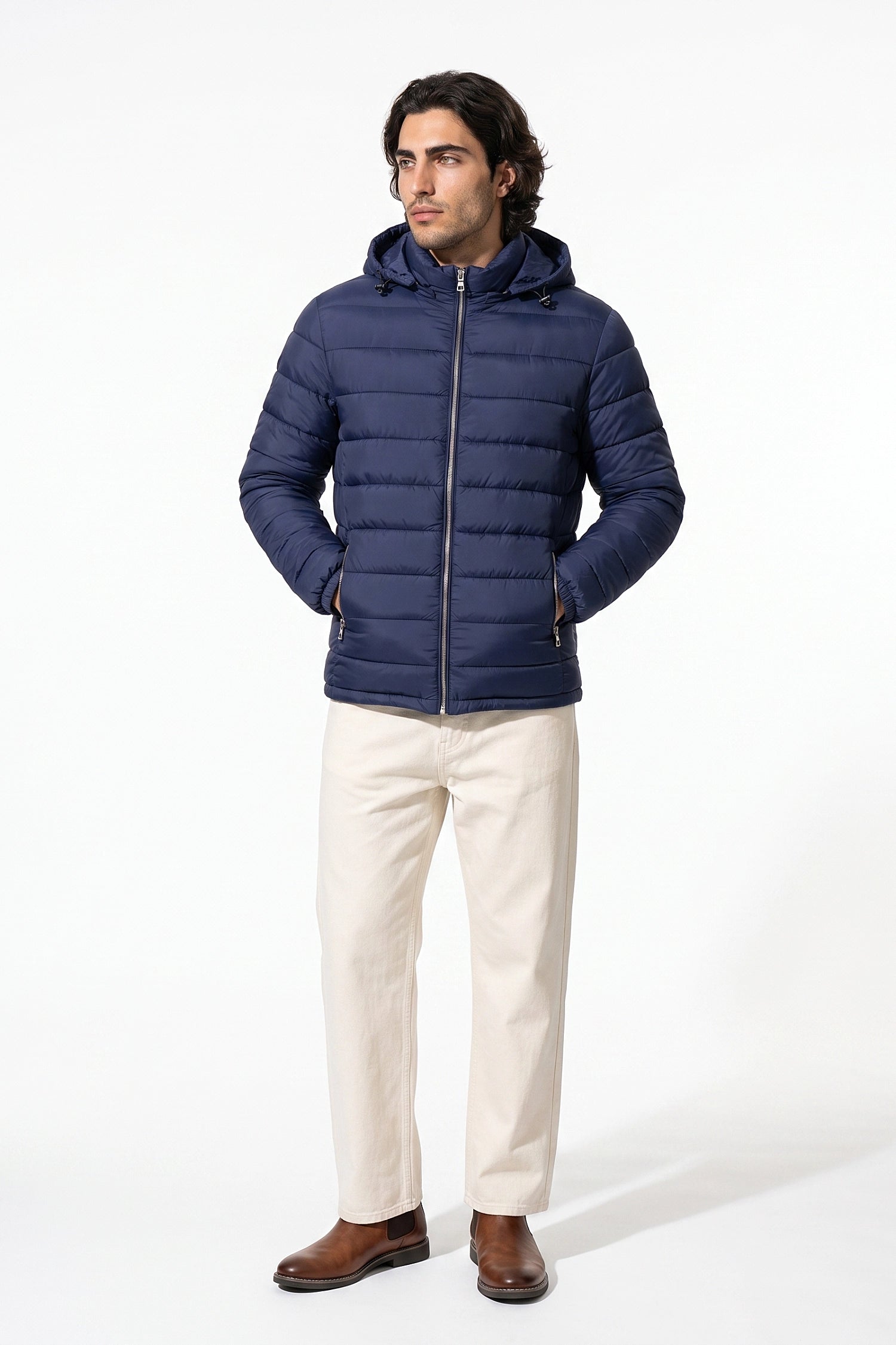 Men's Lightweight Warm Hooded Quilted Puffer Jacket