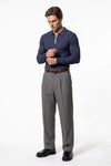 Men’s Winter Comfortable Quarter Zip Ribbed Knit Long Sleeve Polo