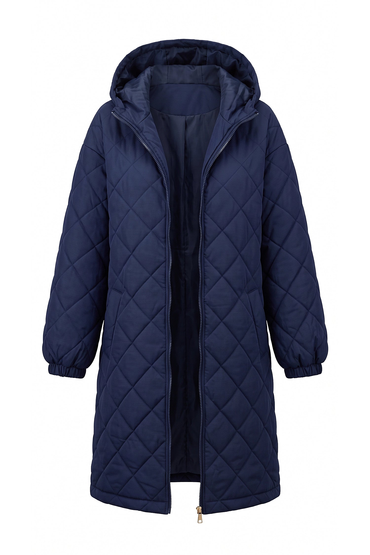 Women's Winter Warm Long Diamond Quilted Hooded Puffer Coat