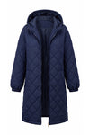 Women's Winter Warm Long Diamond Quilted Hooded Puffer Coat