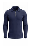 Men’s Winter Comfortable Quarter Zip Ribbed Knit Long Sleeve Polo