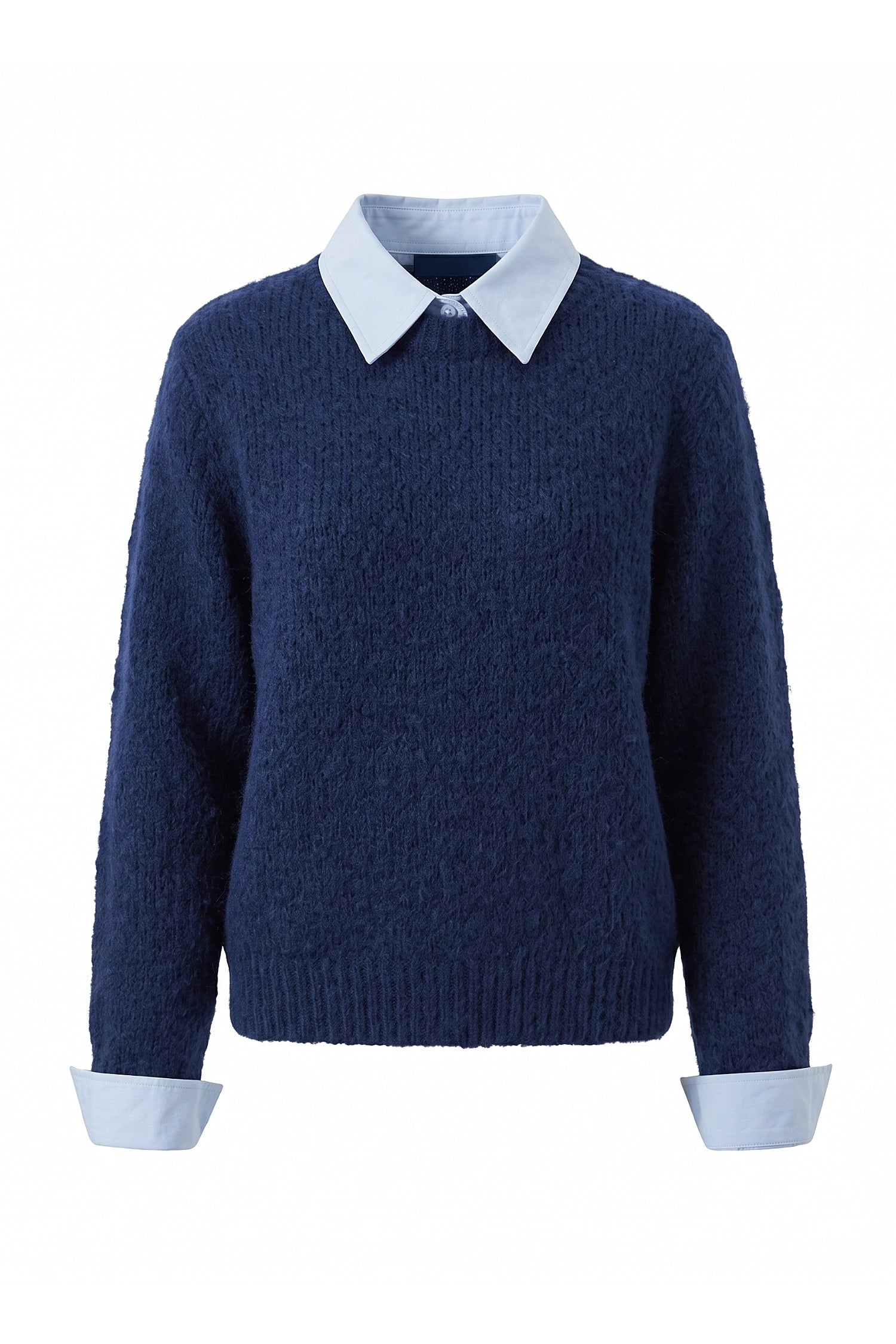 Women's Winter Warm Crew Neck Jumper with Layered Collar