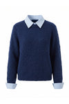 Women's Winter Warm Crew Neck Jumper with Layered Collar