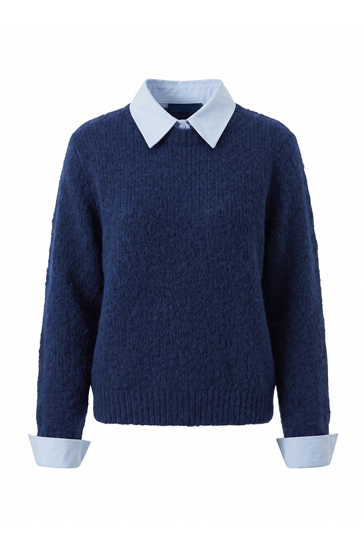 Women's Winter Warm Crew Neck Jumper with Layered Collar