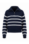 Women's Winter Warm Striped Knit Jumper with Quarter Zip