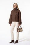 Women's Winter Warm Wool Short Trench Coat with High Collar Button Front