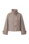 Women's Winter Warm Wool Short Trench Coat with High Collar Button Front