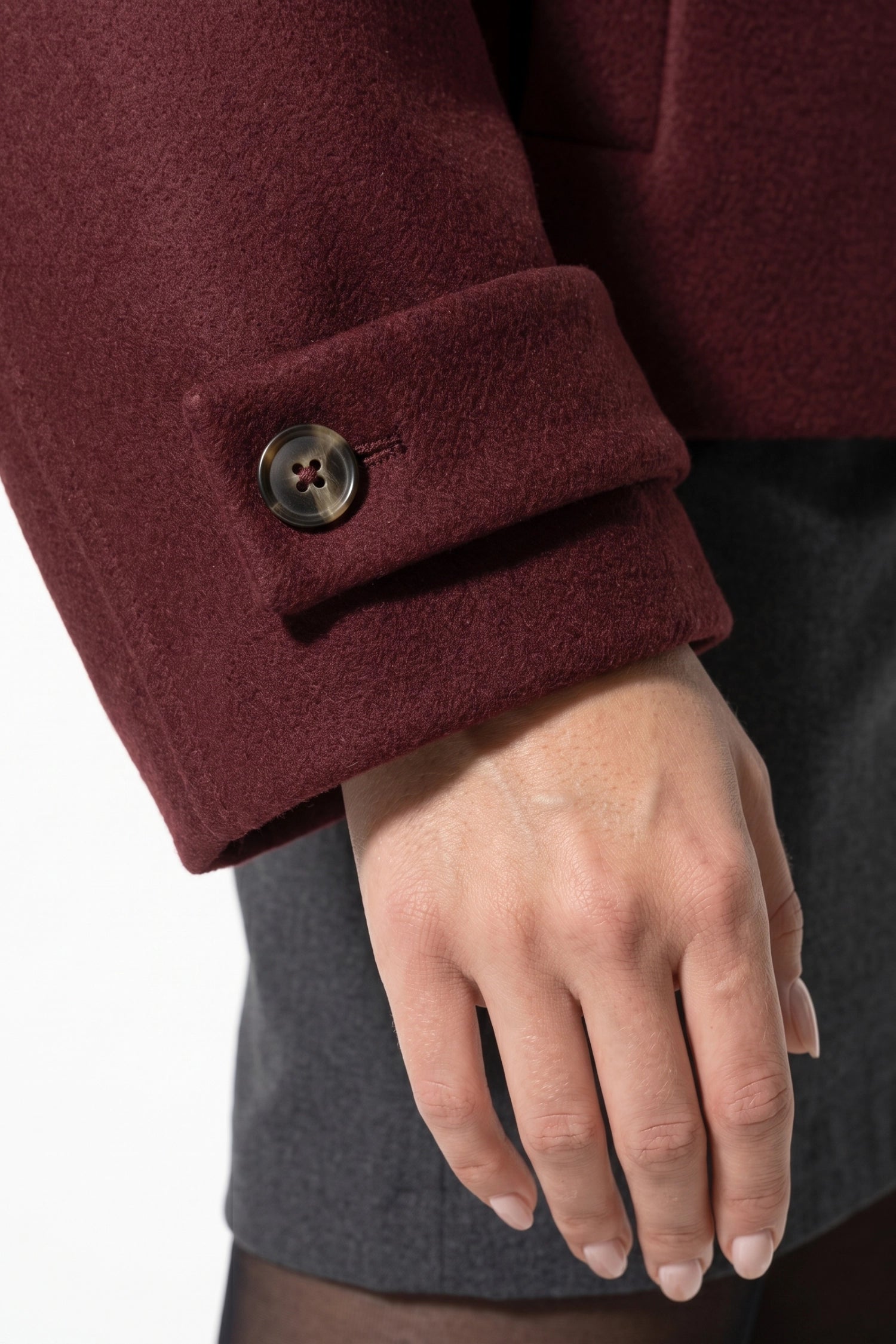Women's Winter Warm Wool Short Trench Coat with High Collar Button Front