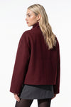 Women's Winter Warm Wool Short Trench Coat with High Collar Button Front