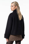 Women's Winter Warm Wool Short Trench Coat with High Collar Button Front