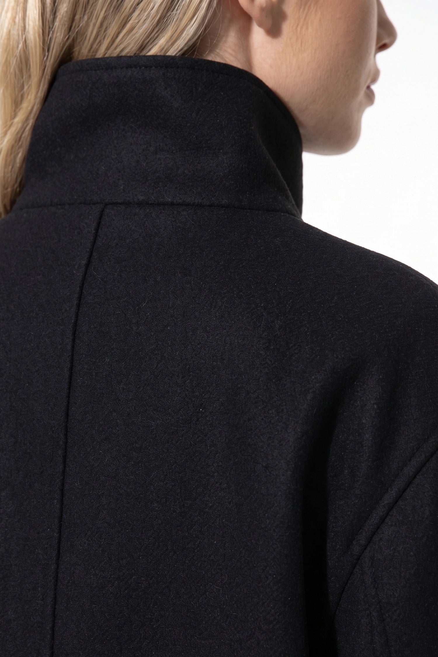 Women's Winter Warm Wool Short Trench Coat with High Collar Button Front