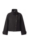 Women's Winter Warm Wool Short Trench Coat with High Collar Button Front