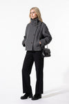 Women's Winter Warm Wool Short Trench Coat with High Collar Button Front
