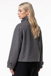 Women's Winter Warm Wool Short Trench Coat with High Collar Button Front