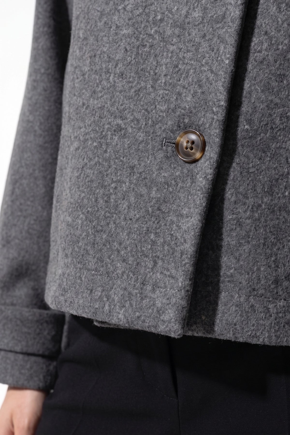 Women's Winter Warm Wool Short Trench Coat with High Collar Button Front