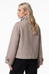 Women's Winter Warm Wool Short Trench Coat with High Collar Button Front