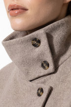Women's Winter Warm Wool Short Trench Coat with High Collar Button Front