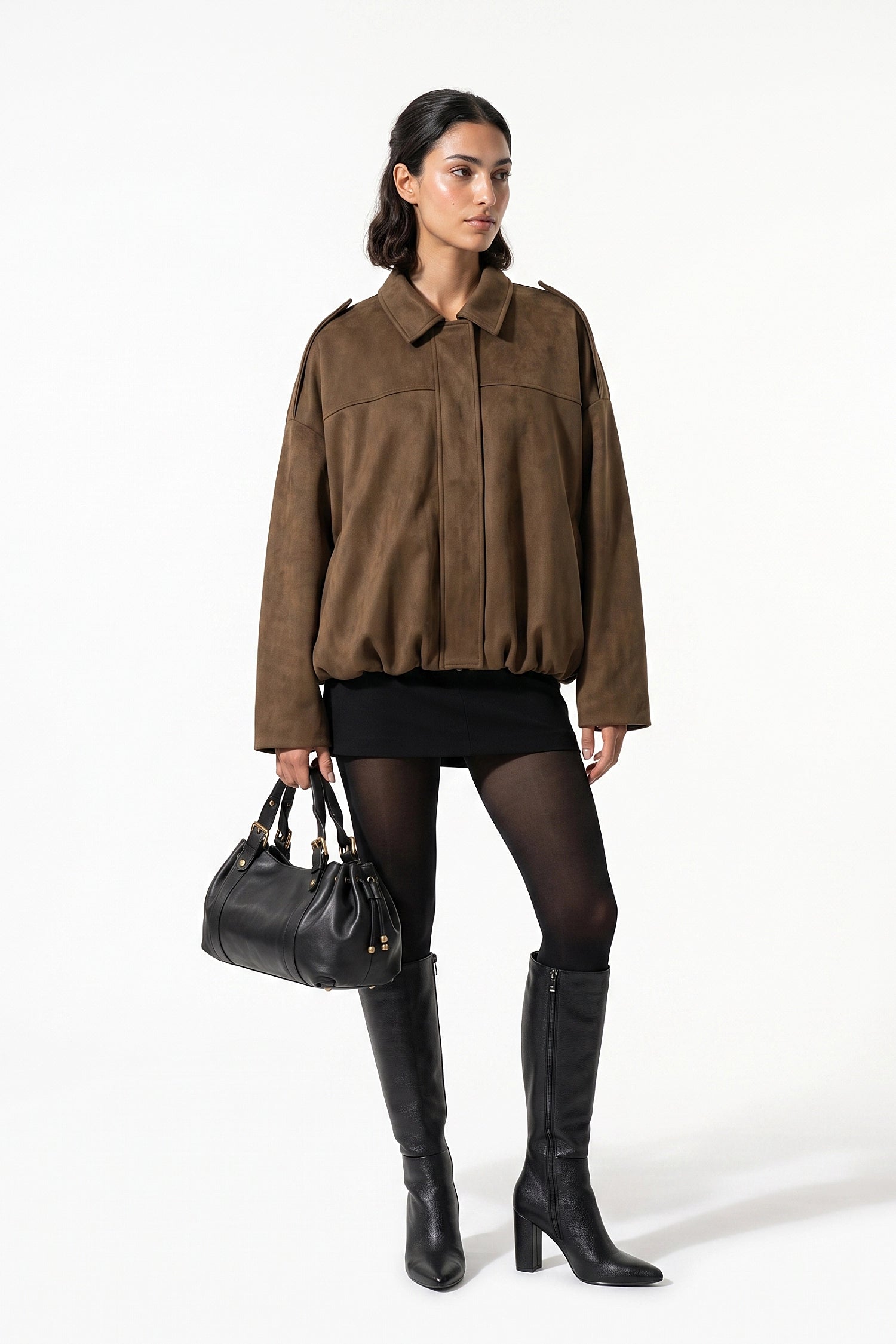 Women’s Winter Cropped Bomber Jacket with Oversized Fit