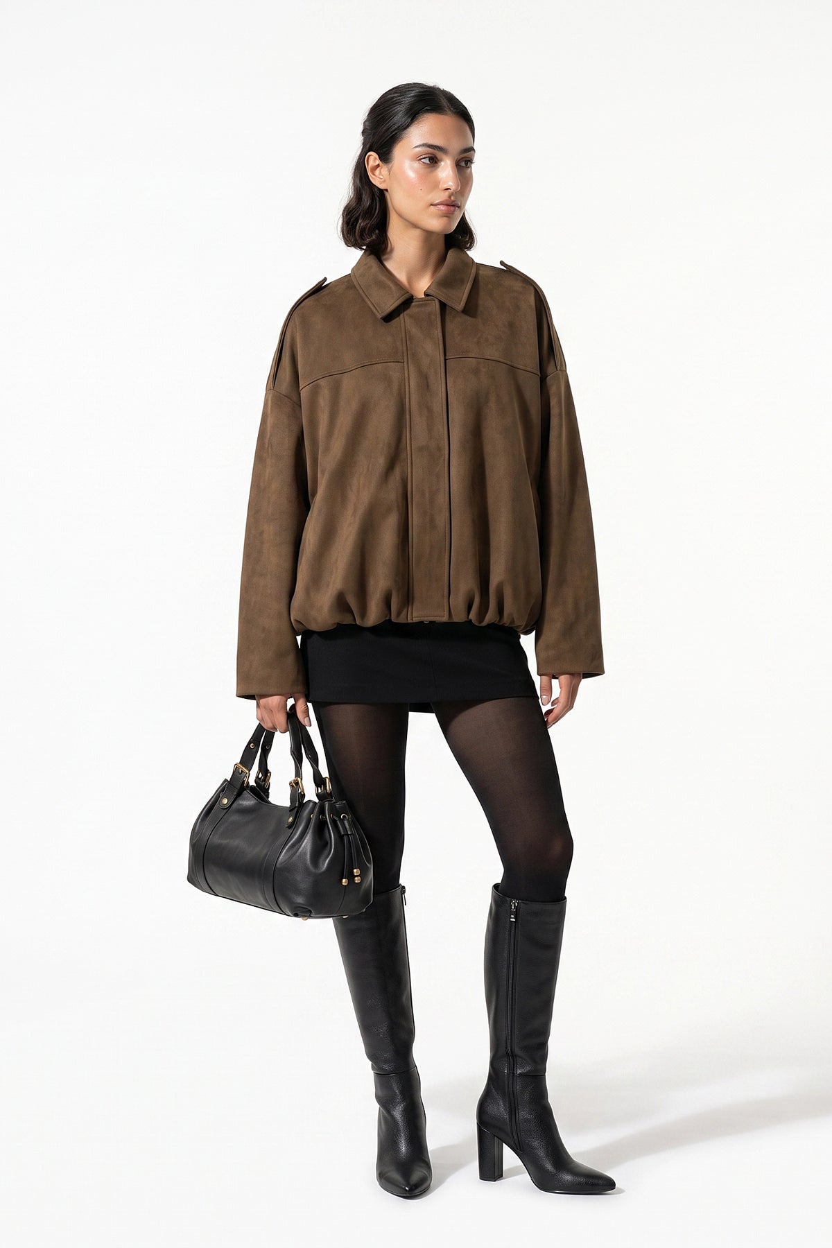 Women’s Winter Cropped Bomber Jacket with Oversized Fit