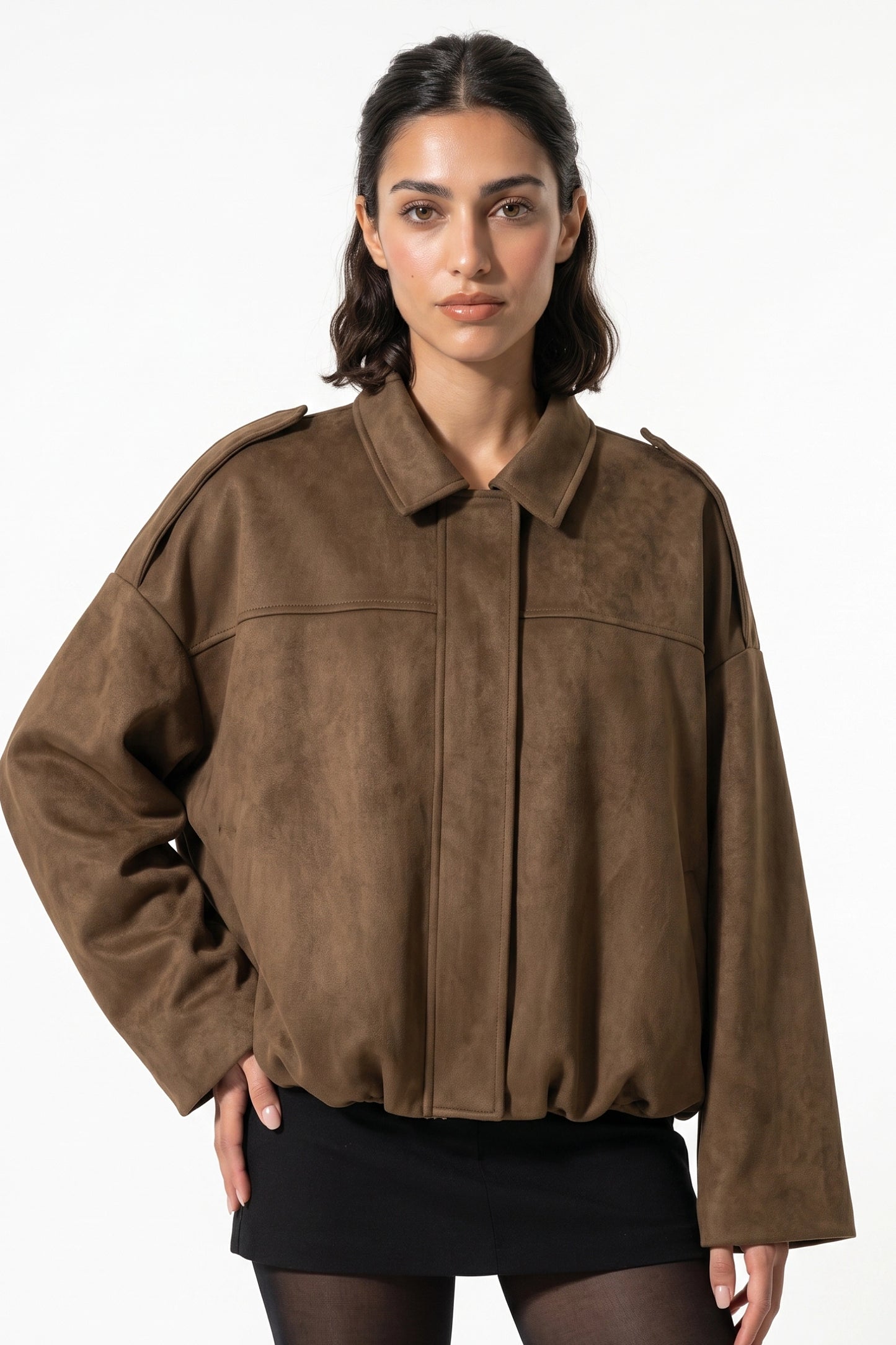 Women’s Winter Cropped Bomber Jacket with Oversized Fit