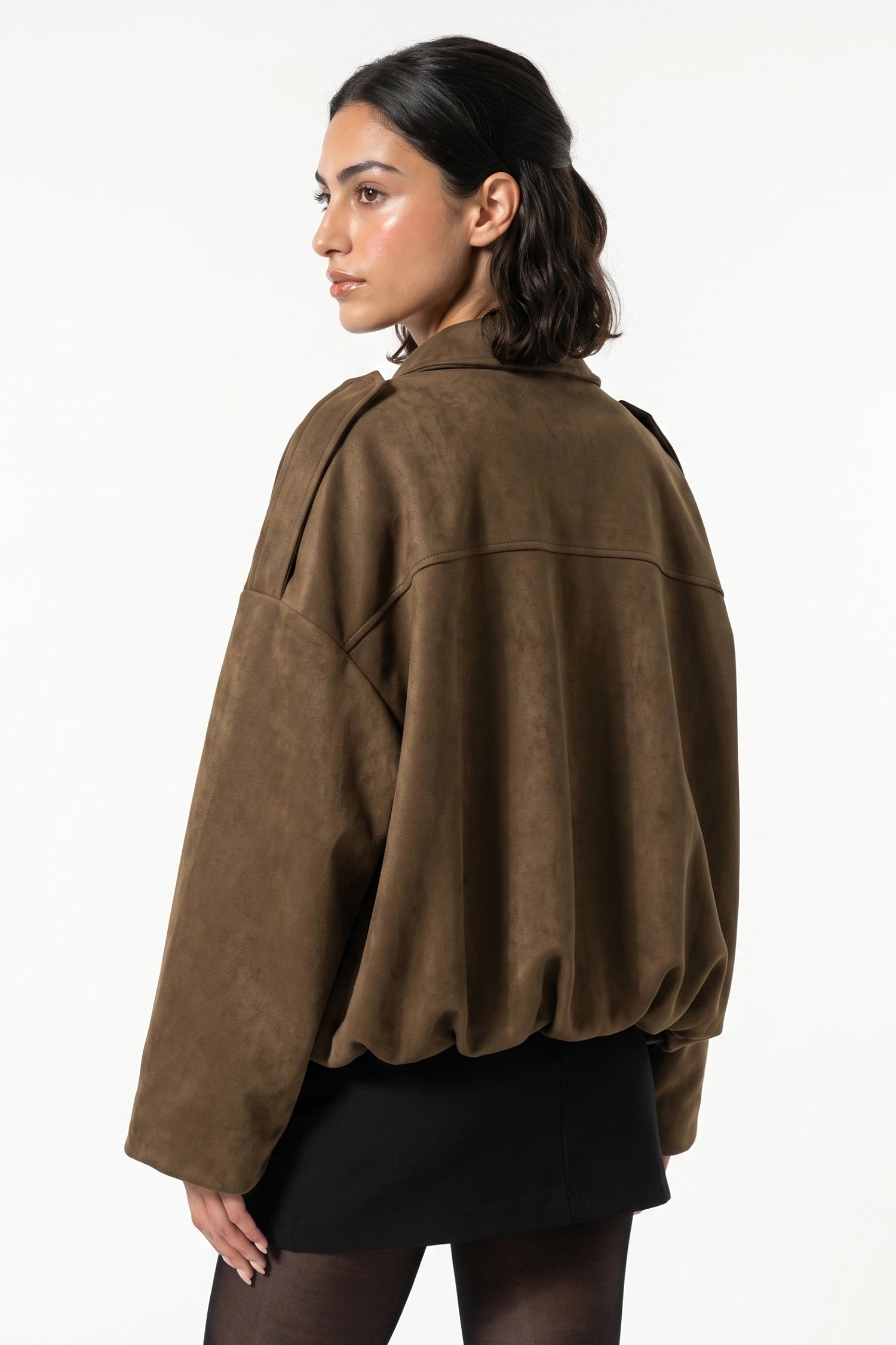 Women’s Winter Cropped Bomber Jacket with Oversized Fit