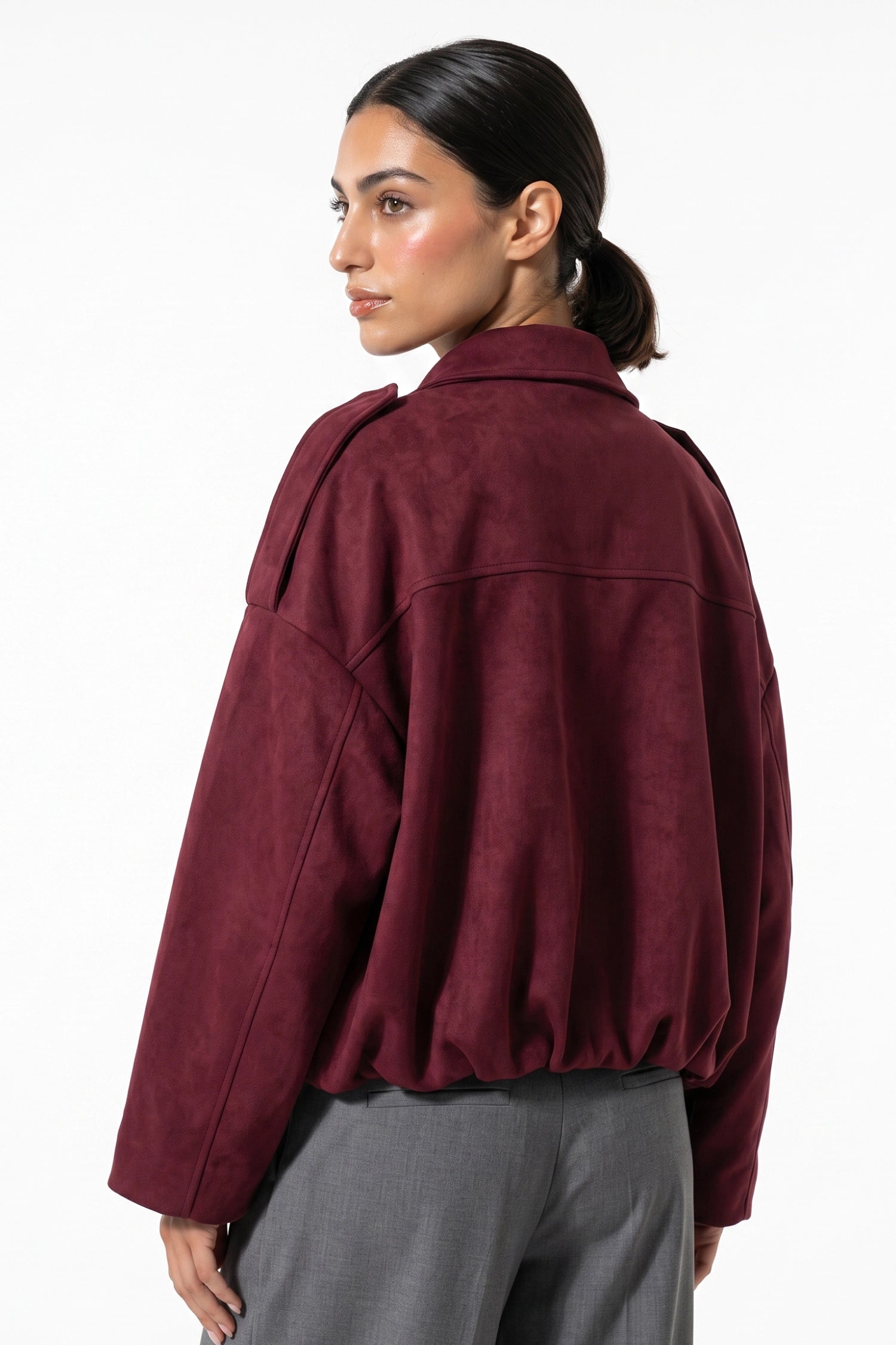 Women’s Winter Cropped Bomber Jacket with Oversized Fit